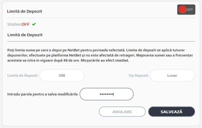 cum setezi limite la depozit